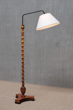 Sculptural Swedish Grace Floor Lamp in Birch and Brass Lundling Sweden 1930s - 4638525