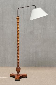 Sculptural Swedish Grace Floor Lamp in Birch and Brass Lundling Sweden 1930s - 4638530