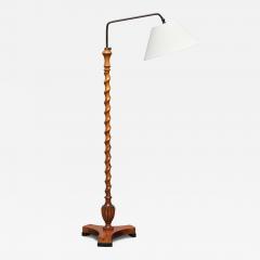 Sculptural Swedish Grace Floor Lamp in Birch and Brass Lundling Sweden 1930s - 4640625