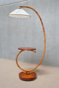 Sculptural Swedish Modern Floor Lamp with Table Turned Orb Arm Late 1930s - 4308609