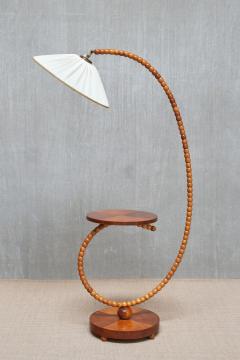 Sculptural Swedish Modern Floor Lamp with Table Turned Orb Arm Late 1930s - 4308612
