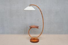 Sculptural Swedish Modern Floor Lamp with Table Turned Orb Arm Late 1930s - 4308614