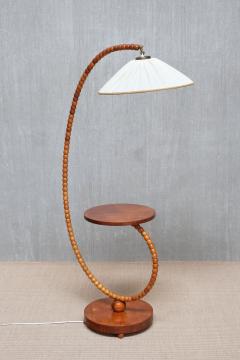 Sculptural Swedish Modern Floor Lamp with Table Turned Orb Arm Late 1930s - 4308615