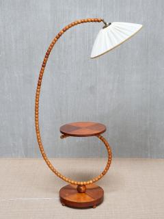 Sculptural Swedish Modern Floor Lamp with Table Turned Orb Arm Late 1930s - 4308616