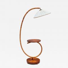 Sculptural Swedish Modern Floor Lamp with Table Turned Orb Arm Late 1930s - 4310092