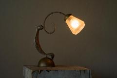 Sculptural Table Lamp in Brass and Opaline Glass Europe Early 20th Century - 4582207