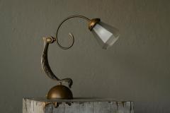 Sculptural Table Lamp in Brass and Opaline Glass Europe Early 20th Century - 4582244