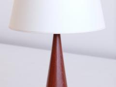 Sculptural Table Lamp in Teak Wood and Ivory Drum Shade Denmark 1960s - 2247881