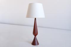 Sculptural Table Lamp in Teak Wood and Ivory Drum Shade Denmark 1960s - 2247885