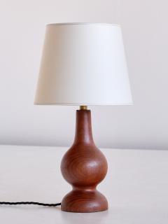 Sculptural Table Lamp in Teak Wood and Ivory Drum Shade Denmark 1960s - 3528249