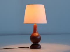 Sculptural Table Lamp in Teak Wood and Ivory Drum Shade Denmark 1960s - 3528250