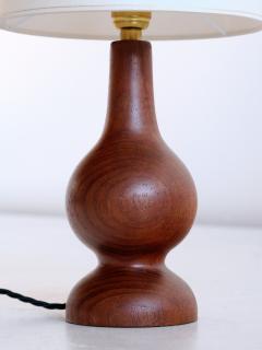 Sculptural Table Lamp in Teak Wood and Ivory Drum Shade Denmark 1960s - 3528251