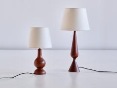 Sculptural Table Lamp in Teak Wood and Ivory Drum Shade Denmark 1960s - 3528253