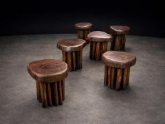 Sculptural Table with 6 Matching Stools in Reclaimed Wood Lot 764 765 - 4511726
