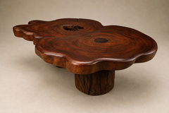 Sculptural Table with Six Matching Stools in Reclaimed Wood - 4736766