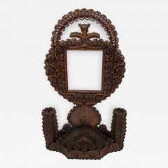 Sculptural Tramp Art Double Sided Frame and Candleholder - 241236