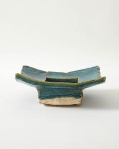 Sculptural Turquoise Green Glazed Ceramic Bowl United States c 1990 - 4609411