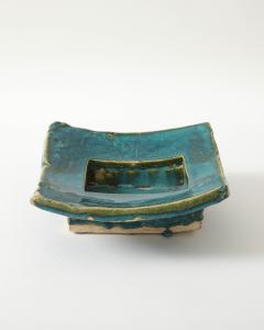 Sculptural Turquoise Green Glazed Ceramic Bowl United States c 1990 - 4609416