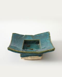 Sculptural Turquoise Green Glazed Ceramic Bowl United States c 1990 - 4609418