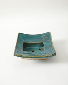 Sculptural Turquoise Green Glazed Ceramic Bowl United States c 1990 - 4609421