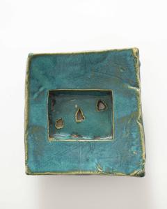 Sculptural Turquoise Green Glazed Ceramic Bowl United States c 1990 - 4609423
