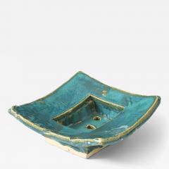 Sculptural Turquoise Green Glazed Ceramic Bowl United States c 1990 - 4609968