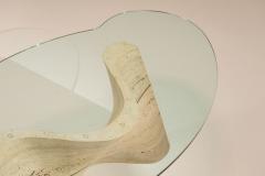 Sculptural Vintage Travertine Coffee Table with Glass Top Italy 1970s - 4521374