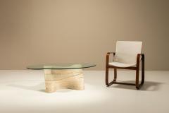 Sculptural Vintage Travertine Coffee Table with Glass Top Italy 1970s - 4521390