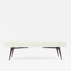 Sculptural Walnut Bench in Shearling - 1393444