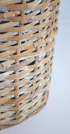 Sculptural Whitewashed Woven Rattan Basket - 848223