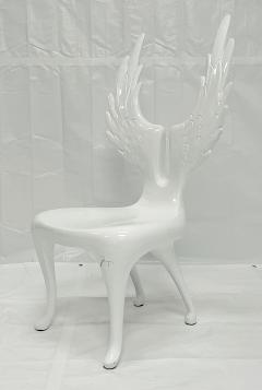 Sculptural Winged Chair in White Lacquered Wood Signed by Artist One of a Ki - 4365945