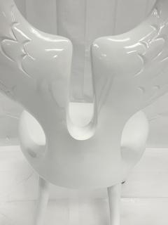 Sculptural Winged Chair in White Lacquered Wood Signed by Artist One of a Ki - 4365951