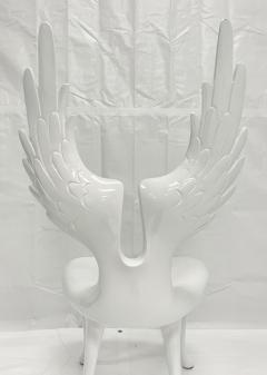 Sculptural Winged Chair in White Lacquered Wood Signed by Artist One of a Ki - 4365953