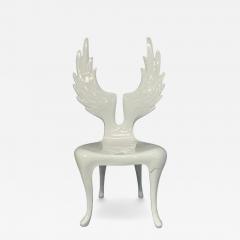Sculptural Winged Chair in White Lacquered Wood Signed by Artist One of a Ki - 4368890