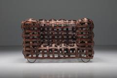 Sculptural Woven Leather Armchairs 1950s - 2664599