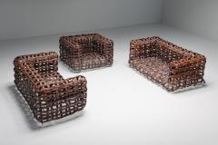 Sculptural Woven Leather Sofa 1950s - 2664540