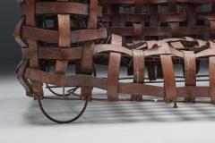 Sculptural Woven Leather Sofa 1950s - 2664541