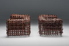 Sculptural Woven Leather Sofa 1950s - 2664568
