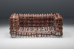 Sculptural Woven Leather Sofa 1950s - 2664585