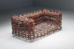 Sculptural Woven Leather Sofa 1950s - 2664597