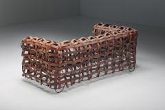 Sculptural Woven Leather Sofa 1950s - 2664612