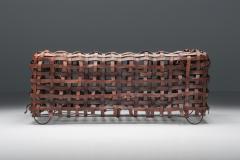 Sculptural Woven Leather Sofa 1950s - 2664626