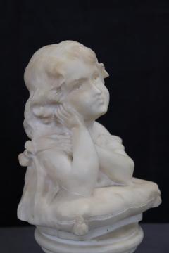 Sculpture in White Marble Bust of a Little Girl Signed - 3939164