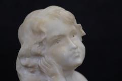 Sculpture in White Marble Bust of a Little Girl Signed - 3939166