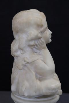 Sculpture in White Marble Bust of a Little Girl Signed - 3939167