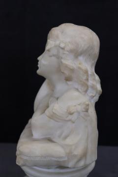 Sculpture in White Marble Bust of a Little Girl Signed - 3939169