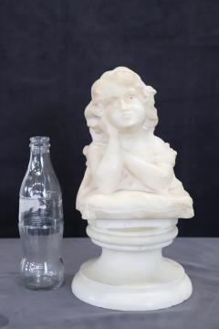 Sculpture in White Marble Bust of a Little Girl Signed - 3939174