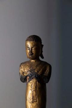 Sculpture of a Buddhist monk in praying wood Burma 19th century - 3690741