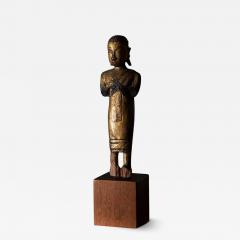 Sculpture of a Buddhist monk in praying wood Burma 19th century - 3697185