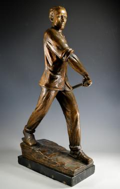 Sculpture of a Steelworker Metropolis Builder Social Realism Germany 1930 - 4201876